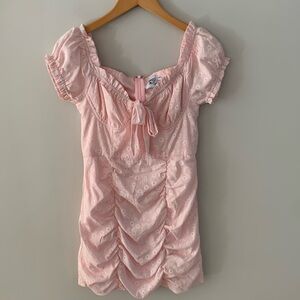 Princess Polly Back To Paris Daisy Floral Ruched Mini Dress Light Pink Size 6